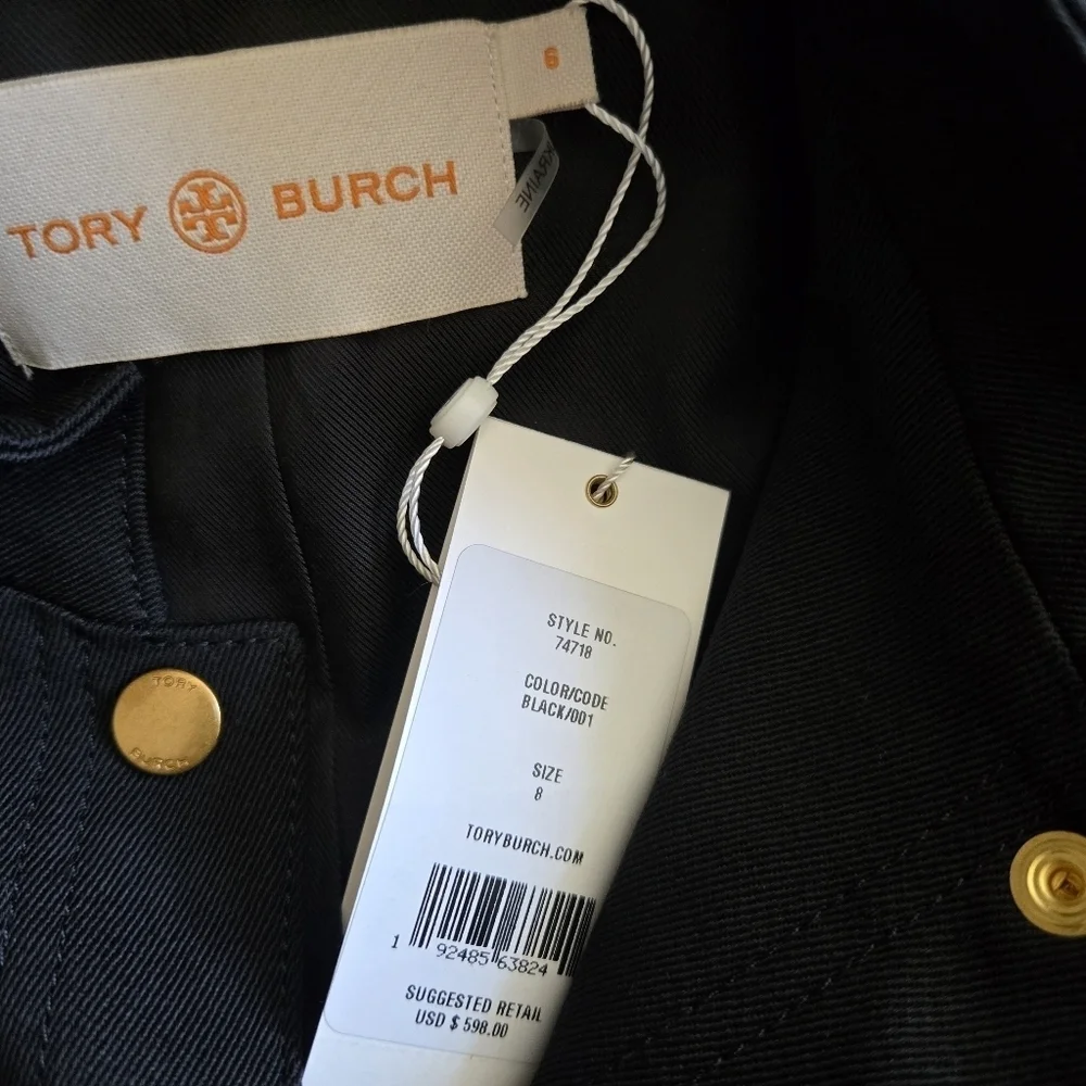 New Tory Burch Wool Sargent Pepper Front Button Long Sleeves Black Jacket 8 NWT